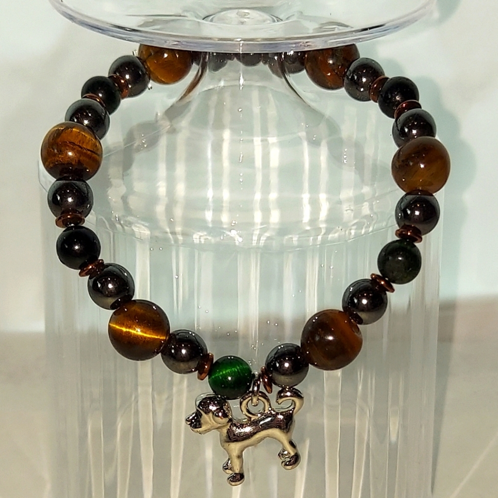 Hematite and Tiger's eye dog bracelet